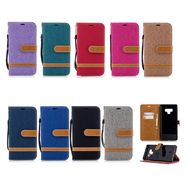 retro denim jeans canvas hybrid wallet leather case for iphone 11 pro max xr xs x 8 7 samsung s7 edge s8 s9 s10 plus s20 ultra note 10