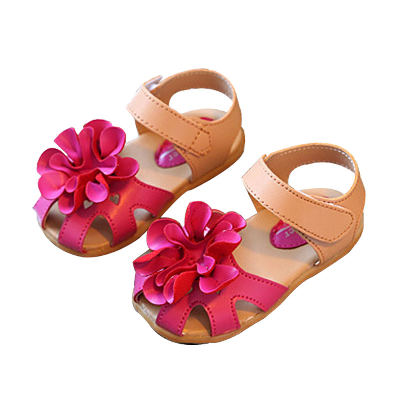 Toddler Girl Floral Decor Solid Velcro Sandals