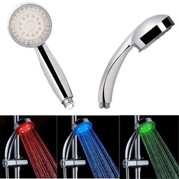 Wholesale 1 PCS Water Power 3 Colors LED Temperature Sensor Shower Head Handheld Light Shower Head No Battery Bathroom Accessories