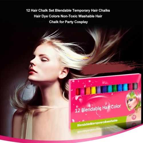 12 Hair Chalk Set Blendable Temporary Hair Chalks