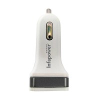 P014 2100mA Twin USB Port Car Charger - White