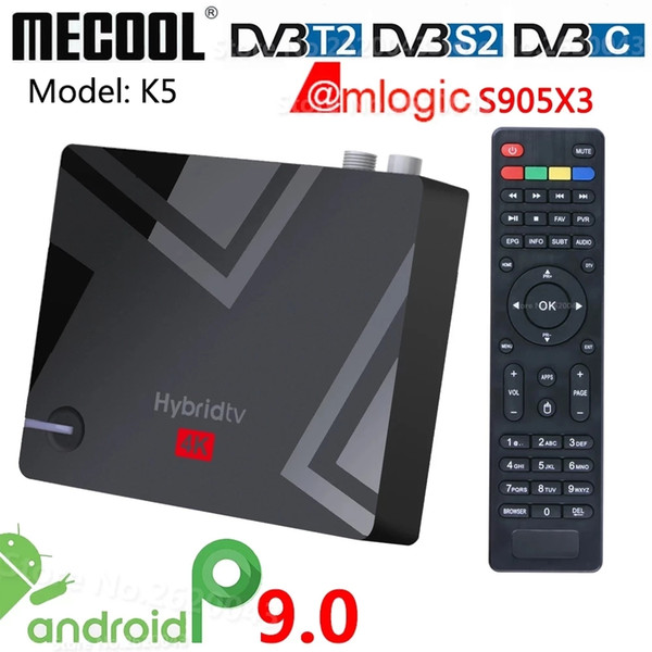NEWEST MECOOL K5 2G 16G Smart Tv Box Android 9 9.0 Amlogic S905X3 2.4G 5G WIFI LAN 10/100M Media player PVR Recording TV BOX