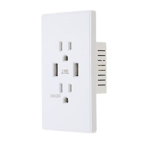 Dual USB Charger Outlet Panel Receptacles 15A Electric Wall Charger Power Plate Dock Station High Quality Socket
