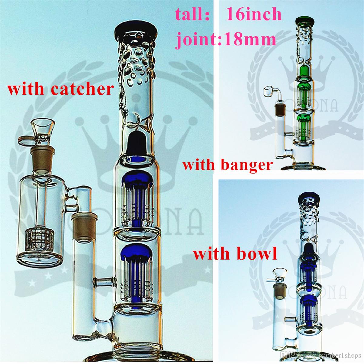Corona S14 Customer Show Thick Fluorescent Color Smoking Glass Bongs Tow Functions Recycler Oil Rigs Herb Grace BONG