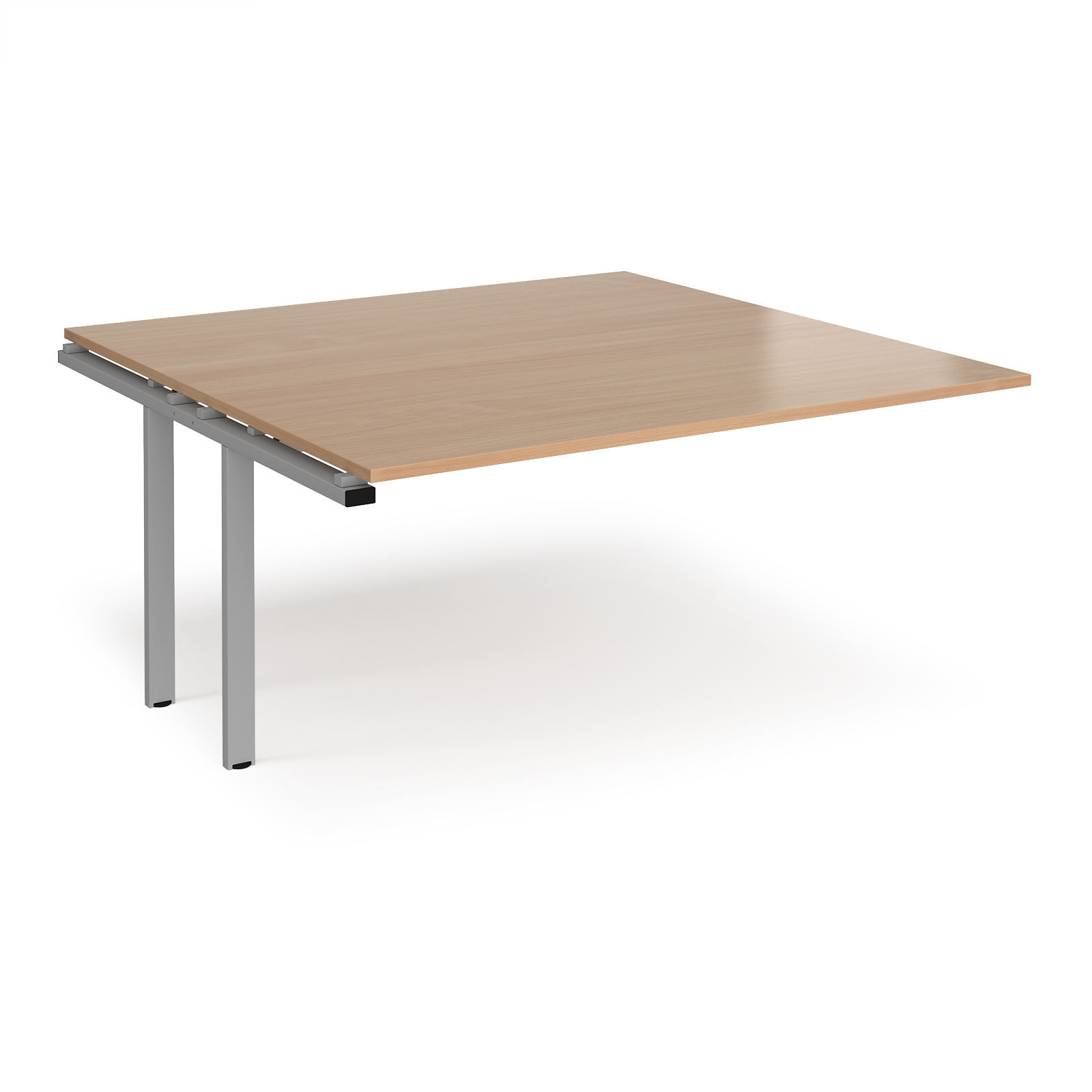 Adapt boardroom table add on unit 1600mm x 1600mm - silver frame, beech top