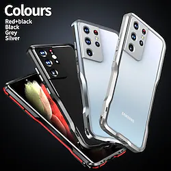 Phone Case For Samsung Galaxy Bumper S22 Ultra S21 Ultra Plus Bumper Frame Plating Geometric Pattern Metal miniinthebox