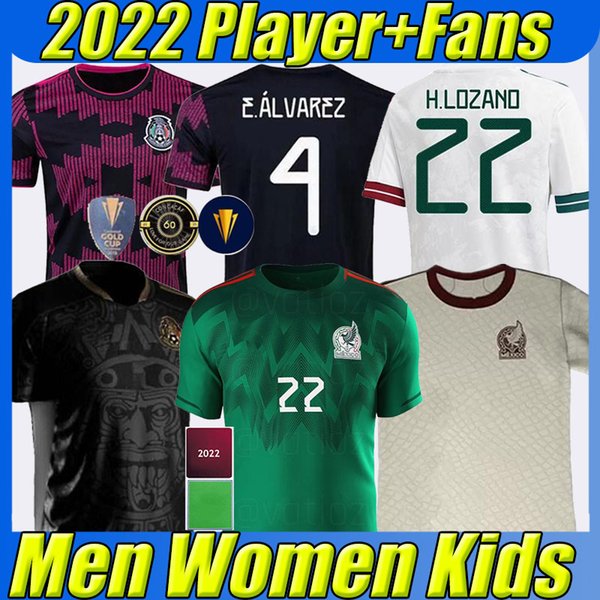 2022 2023 Mexico soccer jerseys CONCACAF World Gold Cup Camisetas 22/23 CHICHARITO LOZANO MORENO Corona RAUL MARQUEZ ALVAREZ Vega football shirts Men Kids Kit