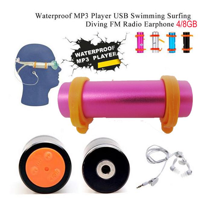 IPX8 Waterproof MP3 Player 4GB 8GB Swimming/ Running/ Surf/ Sports Mp3 Player with FM RadioFree Shipping