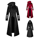 Plague Doctor Retro Vintage Steampunk Coat Masquerade Tuxedo Men's Costume Black / Red Vintage Cosplay Halloween Masquerade Long Sleeve