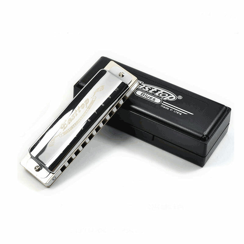 Easttop T008 10 Holes Blues Harmonica C Tone Sliver Color for Beginner