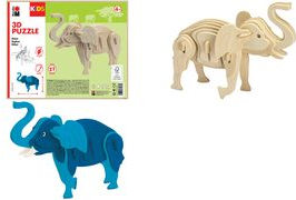Marabu KiDS 3D Puzzle Elefant, 27 Teile Holzbausatz, vorgestanzte Teile aus Sperrholz, zum Stecken - 1 Stück (0317000000024)