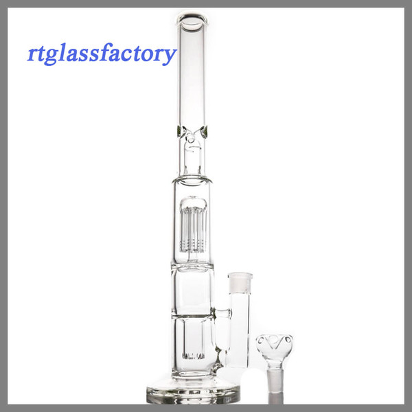 18.5" Glass Bongs 8 Arm Trees with Double Domes Percolator Glass Water Pipes 5mm Thick Glass Bong with 18mm Bowl