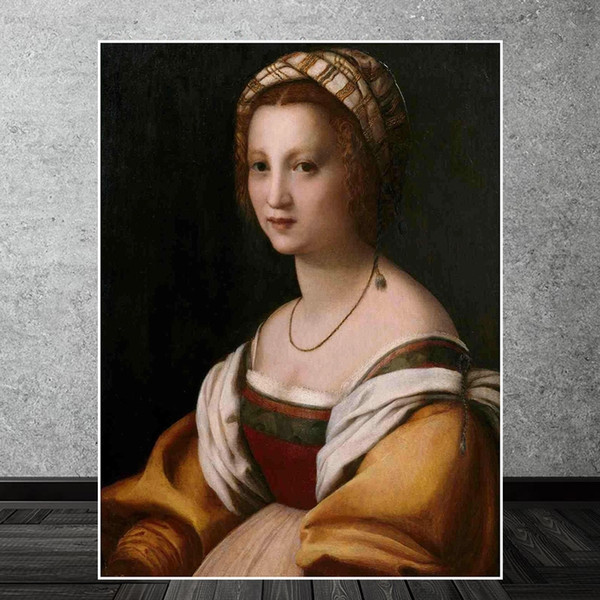 Canvas Oil Painting Women Portrait by Andrea del Sarto Retro Wall Living Decor Pictures Poster