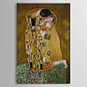 peintures à l'huile s'embrassent en toile peinte à la main Gustav Klimt d'une feuille d'or prêt à accrocher