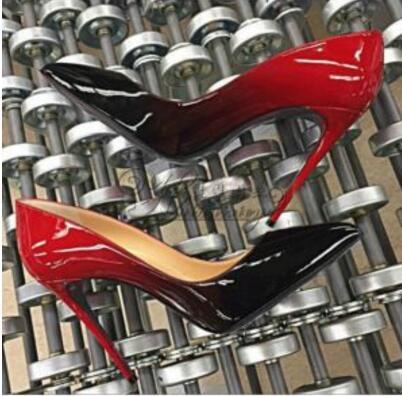 2018 pump Patent leather Pigalle Heels WOMEN wedding shoes pointed toe fine heels sexy woman red sels sexy woman red sole high heels 35-44