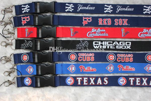 Wholesale 30 pcs Popular Baseball team Mobile phone Lanyard Key Chains Pendant Party Gift Favors Q-009