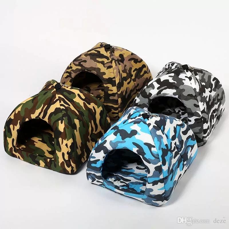 COOL Pet Dog House Foldable Soft Winter Camouflage Dog Bed Small Dogs Cave Cat House Cute Kennel Comfortable Warmer Nest