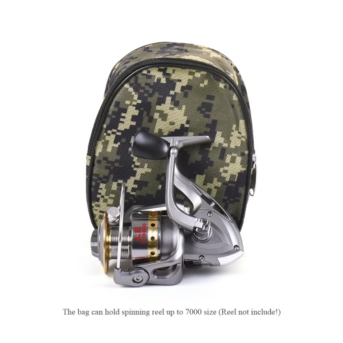 Lixada Small Reel Bag Medium Gear Bag Multi-function Fishing Spinning Reel Protective Bag Pouch Cover Camouflage
