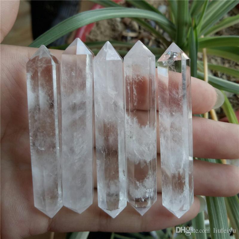 5 pcs A A Natural clear crystal identical size wand double point reiki healing 6.1cm