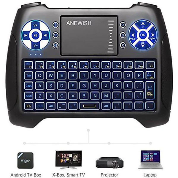 2.4GHz Mini Wireless Keyboard with Presspad Mouse Combo, Rechargable Handheld Remote for Google Android TV Box,PS3,PAD