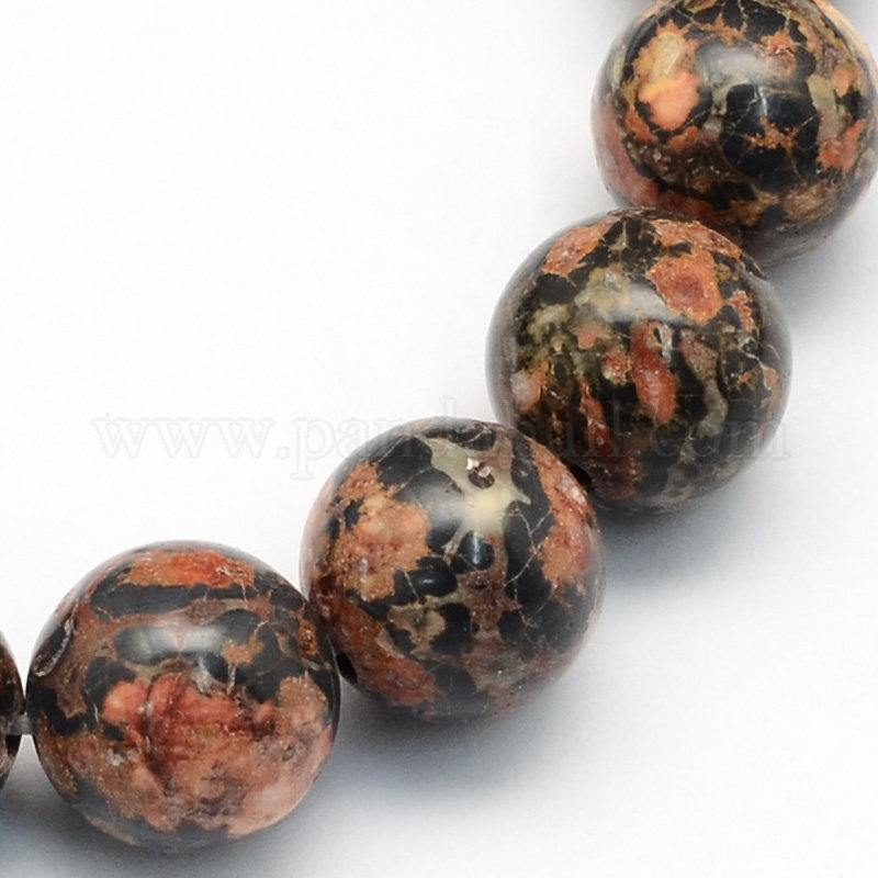 Natural Leopard Skin Jasper Round Beads Strands, 8.5mm, Hole: 1.2mm; about 47pcs/strand, 15.5