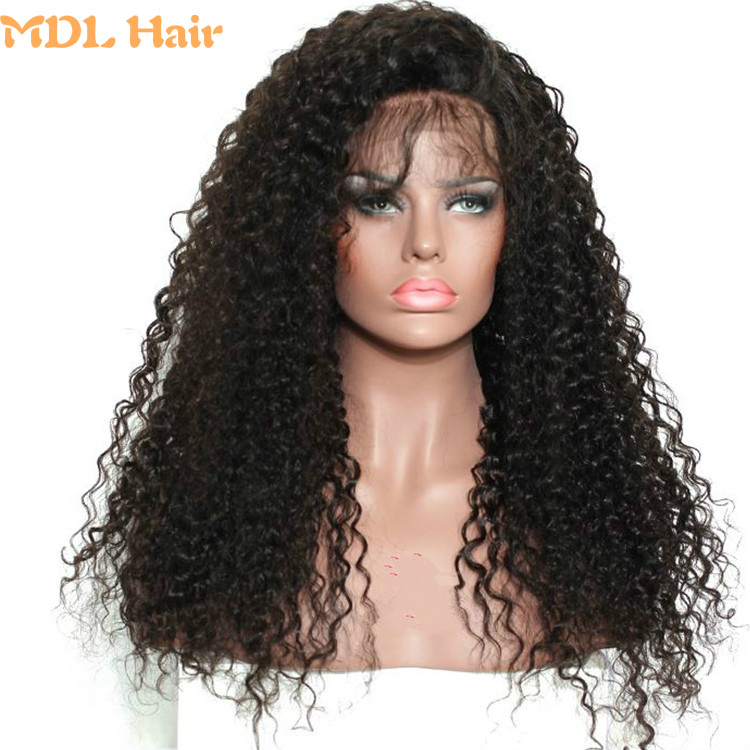 Lace Front Wig 130% Density Brazilian Curly Remy Hair Natural Black Human Hair For Black Woman