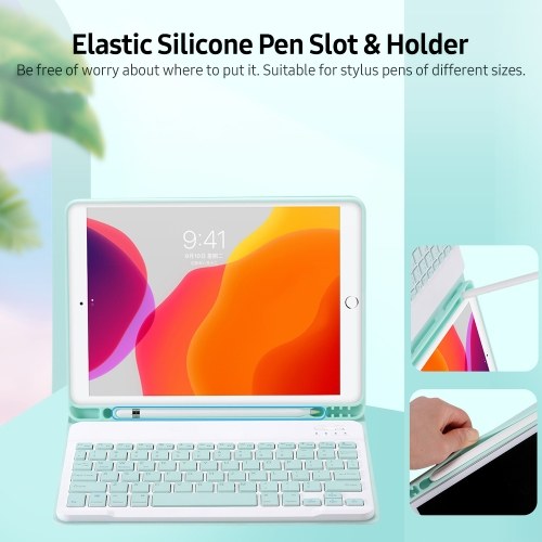 Abnehmbare BT-Tastaturhülle mit elastischem Stiftschlitz Kompatibel mit iPad Pro 10.5 / Air3 10.5 2019 / iPad 10.2 2020 Pink