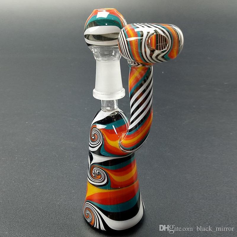 4.7" Tall Colorful oil rigs glass bongs Bright and small stripes female water pipes with 10 mm join
