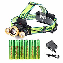 3 cree 18650 rechargeable headlamp adjustable waterproof led zoomable brightest headlamp with 6pc 18650 batteries and charger headlamps for camping running outdoor activities