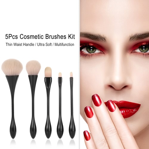 5pcs Pinceaux Set Cosmetic Brushes Kit Thin taille poignée Fard à paupières poudre Concealer Foundation Blush Brush Tool Maquillage