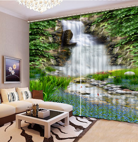 For Living room Waterfall Scenery Blackout Window Curtain Bedroom Home Decoration