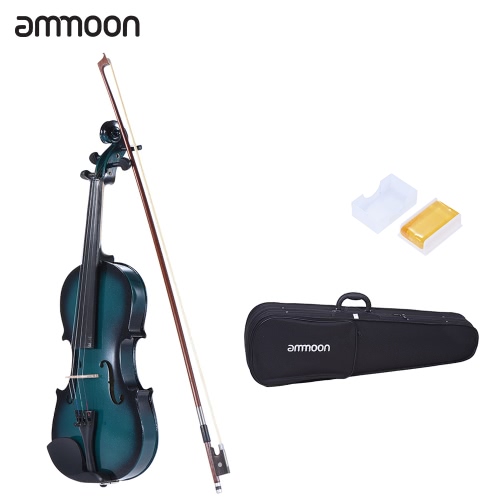 ammoon 1/4 Größe Basswood Violine Maple Scroll Griffbrett Pegs Aluminiumlegierung Tailpiece mit hoher Qualität Rosin Bow Violin Case-Steigung-Farben