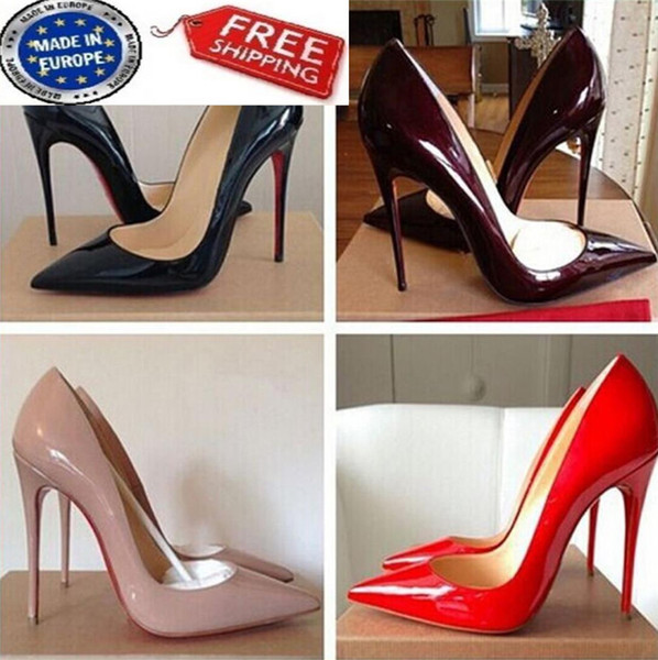 Free Shipping So Kate Styles 8cm 10cm 12cm High Heels Shoes Red Bottom Nude Color Genuine Leather Point Toe Pumps Rubber
