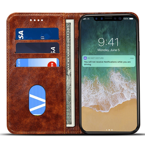 fashion card leather case for iphone x 8 7 6 plus case full protect shockproof leather cover for iphone 8 7 plus case