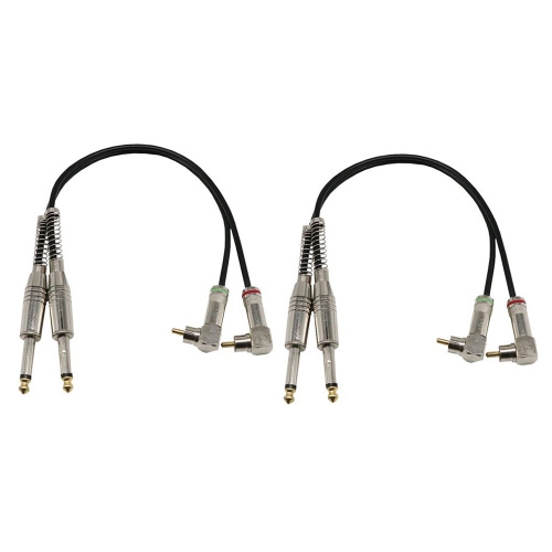2 Pieces Dual 6.35mm Jack Male to Dual balanced RCA Audio Speaker Male Cable 2 to 2 Mixer Line Audio Cable Silver