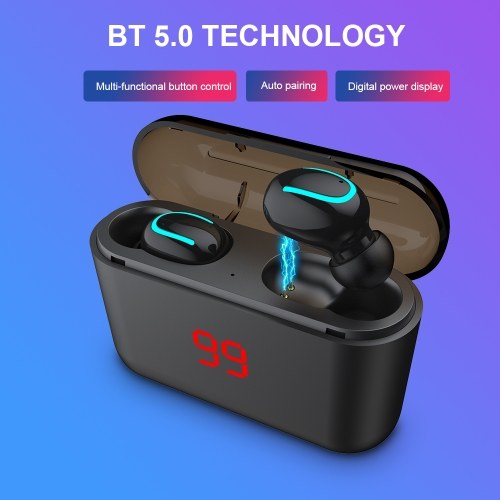 HBQ-Q32 TWS Auriculares Bluetooth 5.0 Auriculares inalámbricos Auriculares estéreo Auriculares deportivos Manos libres con caja de carga de micrófono con pantalla digital