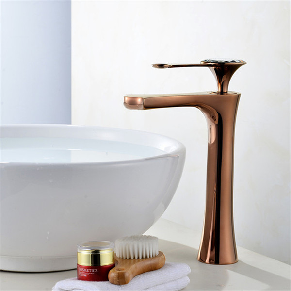 basin faucets 4 colors faucet single hole single handle basin faucet crystal handle silver mixer tap white painted/rose gold