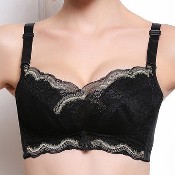 Sexy Lace-trim Breathable Wireless Lightly Lined Gather Bras