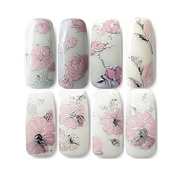1 Sheets 3D Design Beautiful Pink Flower Nail Art Nail Sticker Nails Decal Tools