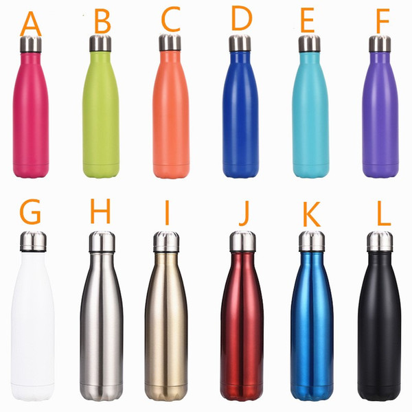 Most Popular 500ml Cola Bottles with Lid Stainless Steel Vacuum Insulated Water Tumbler Travel Mug Free Shipping