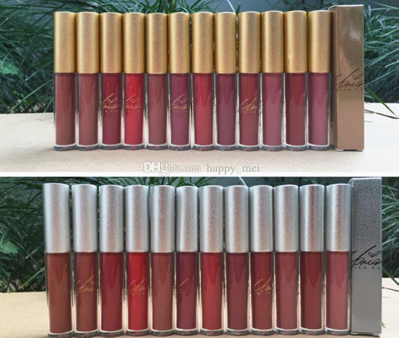 Free Shipping ePacket New Makeup Lips Silver/Gold Box Matte Liquid Lipstick Non-Stick Cup Lip Gloss!12 Different Colors
