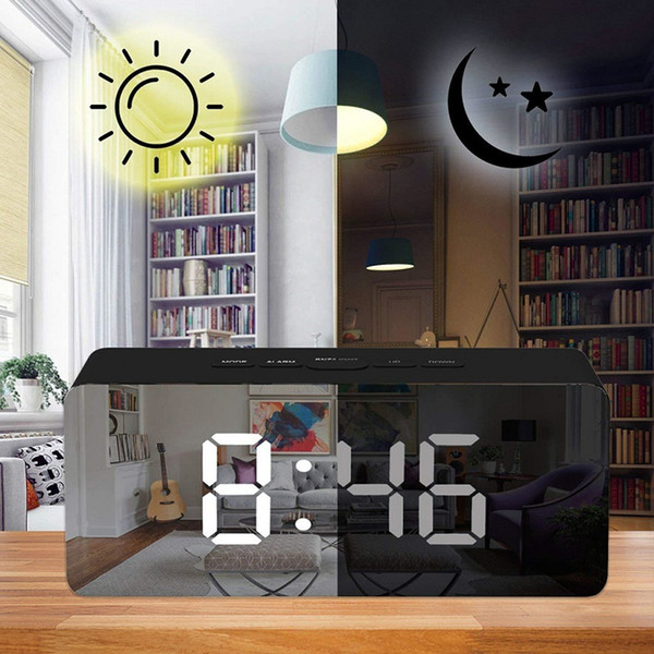alarm clock 2019creative led digital alarm clock night light display mirror lamp reloj despertador une horloge