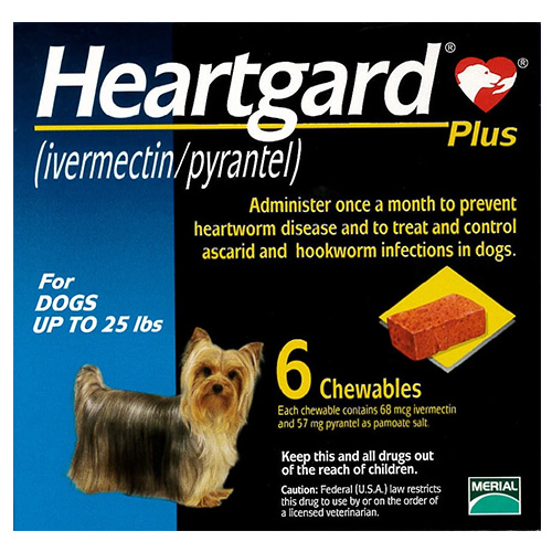 Heartgard Plus Chewables Small Dogs Up To 25lbs (Blue) 6 Doses