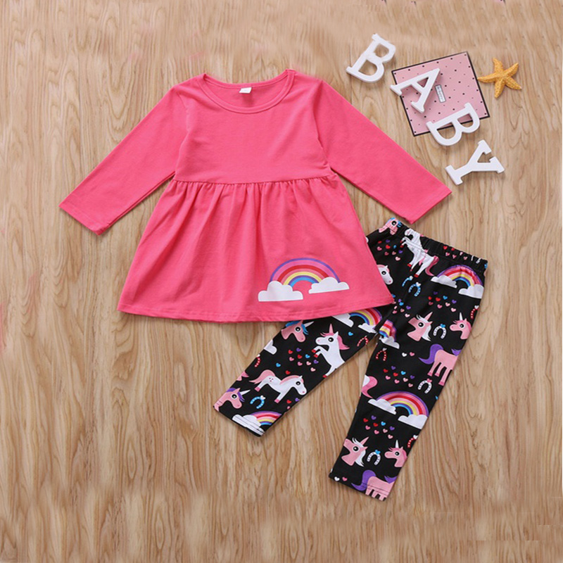 Baby / Toddler Stylish Girl Unicorn Print Top and Pants Set
