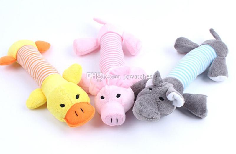 3 Style Dog Toys Pet Puppy Chew Squeaky Plush Duck Pig Elephant Sound Toys Wholesale Free Shipping