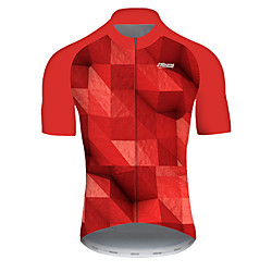 21Grams Men's Short Sleeve Cycling Jersey Nylon Polyester Red Plaid Checkered 3D Gradient Bike Jersey Top Mountain Bike MTB Road Bike Cycling Breathable Quick Dry Ultraviolet Resistant Sports
