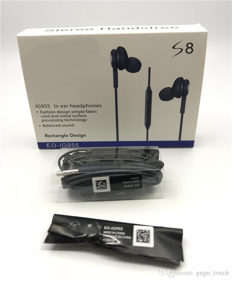 S8 Earphone Headphone 3.5mm headphones Headset Black In-Ear Earphones EO-IG9550 Bass Earbuds with retail box For Samsung S8 Plus free DHL