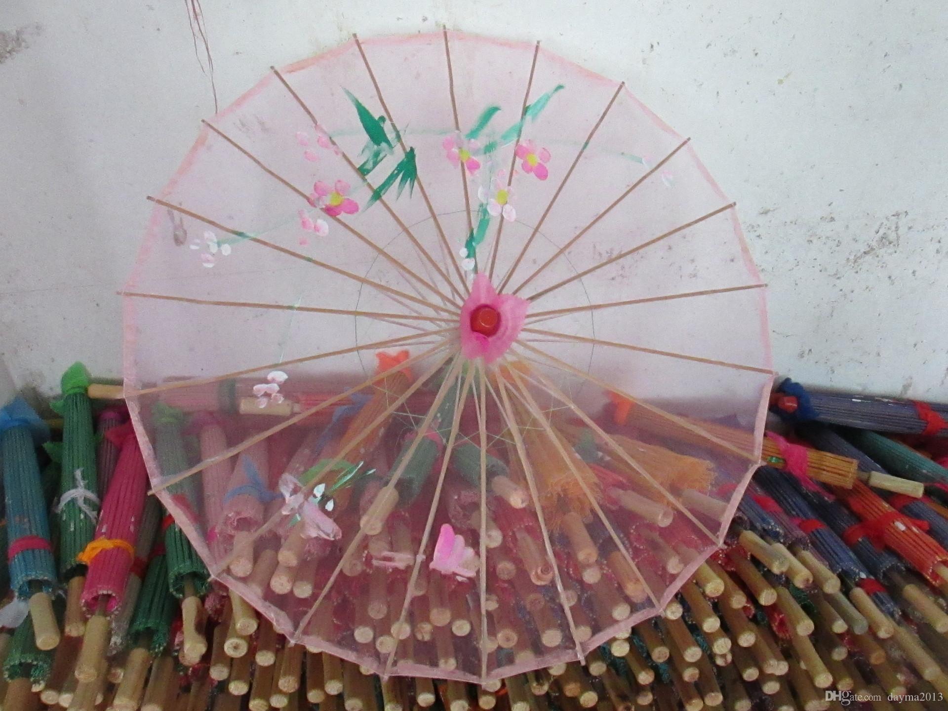 76cm diameter Popular Chinese style New arrival Wedding Party bamboo Umbrella Flower Transparent gauze umbrella dance umbrella bamboo