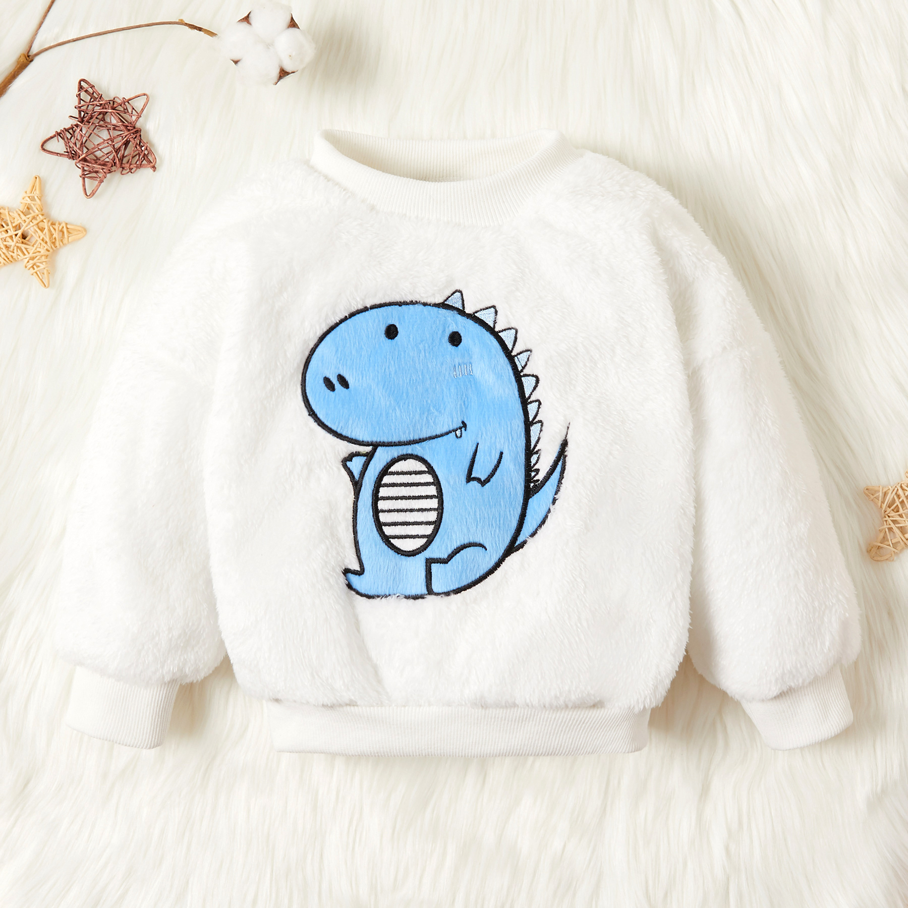 Baby / Toddler Adorable Dino Applique Fleece Warm Sweater