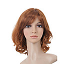 capless longueur moyenne de haute qualité de synthèse or perruque brune cheveux bouclés 0463-472